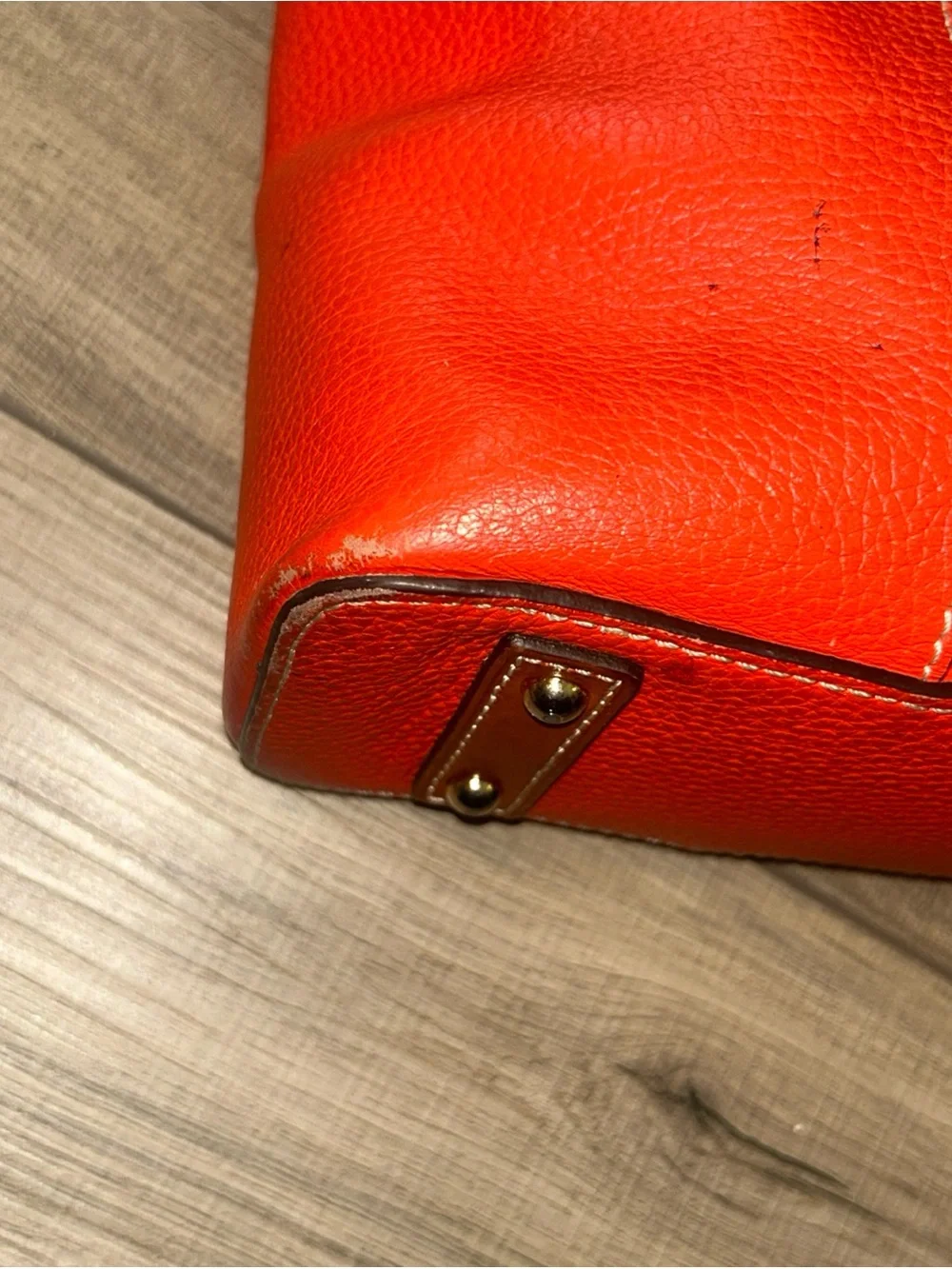 Dooney & Bourke Lexington Pebble Leather Shoulder Bag Purse Orange Small Vintage
